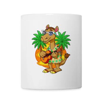 Drôle Camel Dessin animé Plage d’été Lunettes de soleil Guitare - Mug blanc - blanc - Devant