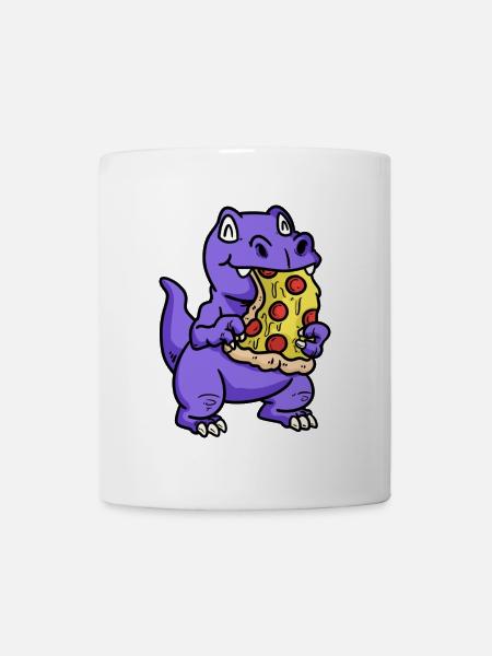 Kleiner süßer Dino Pizza Kind naschen Baby Hunger - Tasse - Weiß