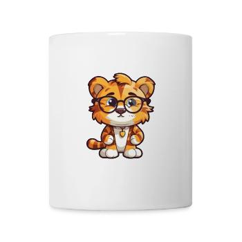 Tiger mit Brille Karikatur Kawaii Illustration - Tasse - Weiß - Vorne