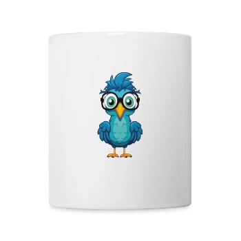 Pfau mit Brille Cartoon Kawaii Illustration - Tasse - Weiß - Vorne