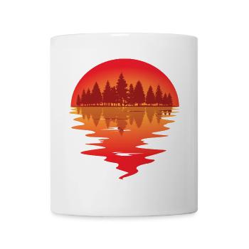 Sonnenuntergang am Waldsee - Tasse - Weiß - Vorne