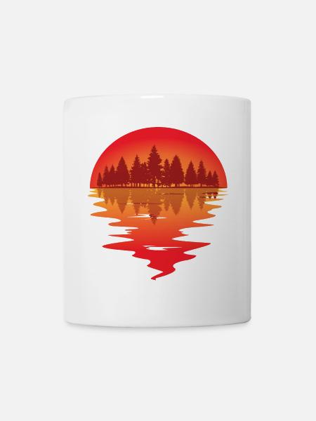 Sonnenuntergang am Waldsee - Tasse - Weiß
