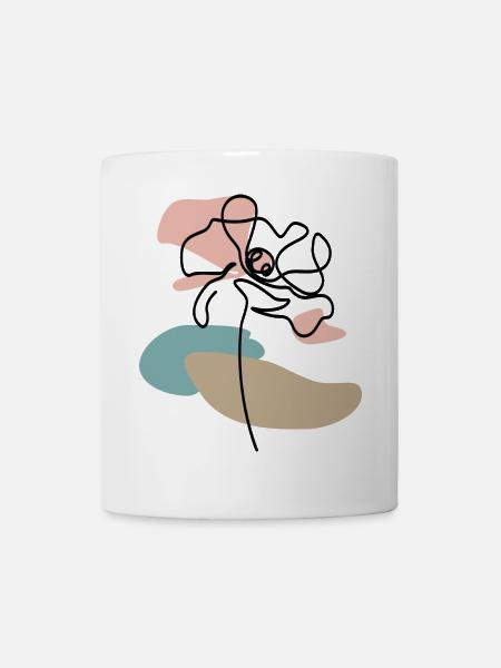 Poppies abstraits coquelicots au trait d’art éclaboussures de couleur - Mug blanc - blanc
