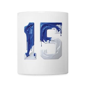 NR. 15 NUMMER 15 BLAU WEIß 15. GEBURTSTAG - Tasse - Weiß - Vorne