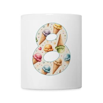 EISCREME NUMMER 8 JAHRE EIS 8. GEBURTSTAG - Tasse - Weiß - Vorne