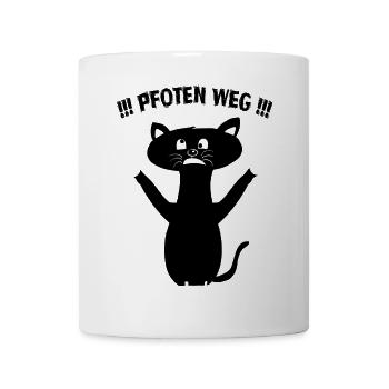 Pfoten Weg! – Schwarze Katze Statement - Tasse - Weiß - Vorne