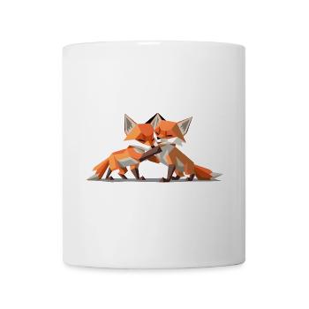 Low-poly Fox Cubs - Mug - white - Front