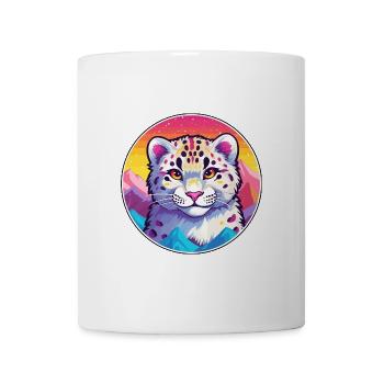 Schneeleopard Katze Bunte Karikatur Aquarell Illus - Tasse - Weiß - Vorne