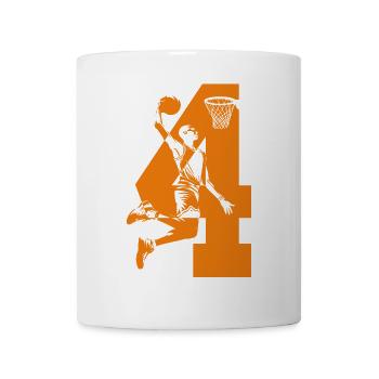 NUMMER 4 BASKETBALL 4. GEBURTSTAG - Tasse - Weiß - Vorne
