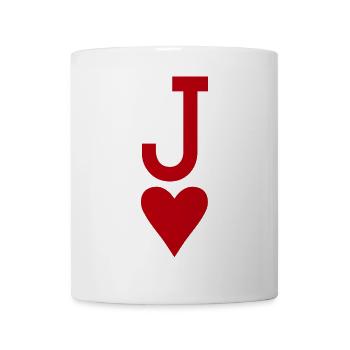 Poker Spielkarte - Herz Bube - Tasse - Weiß - Vorne