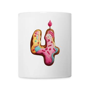 NUMMER 4 KUCHEN SWEET 4. GEBURTSTAG - Tasse - Weiß - Vorne