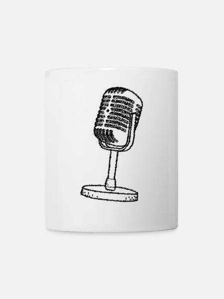 Microphone - Rétro - dessiné - Mug blanc - blanc
