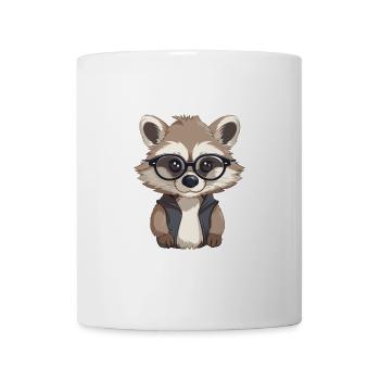 Waschbär mit Brille Cartoon Kawaii Illustration - Tasse - Weiß - Vorne