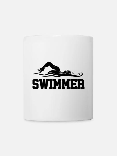Silhouette de nageur dans un style aqua - Mug blanc - blanc