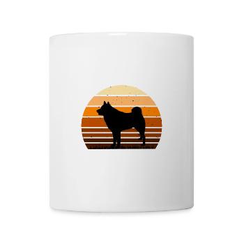 Finnischer Spitz Hund Liebhaber Silhouette Vintage Sonnenuntergang - Tasse - Weiß - Vorne