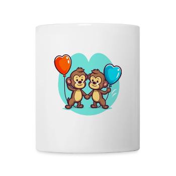 Affen, Kawaii, Karikatur, Haustier, Spielend, Mit, Balloons - Tasse - Weiß - Vorne