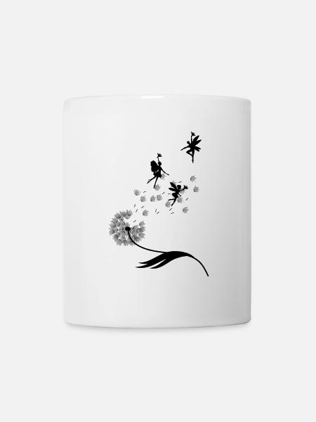 Schmetterlingdesign Pusteblumen Wiese Herzen Feen - Tasse - Weiß