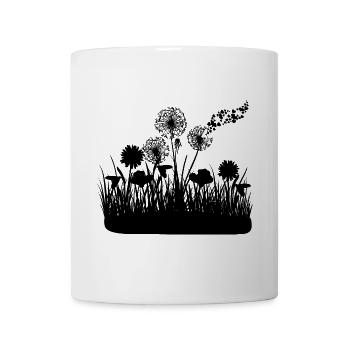 Schmetterlingdesign Pusteblumen Wiese Herzen - Tasse - Weiß - Vorne