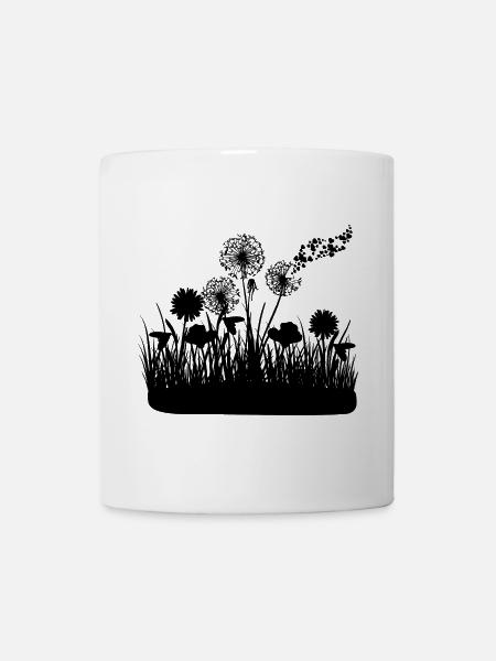 Schmetterlingdesign Pusteblumen Wiese Herzen - Tasse - Weiß