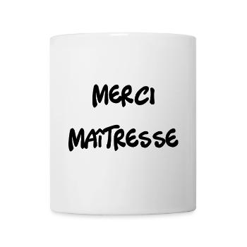 MERCI. MAÎTRESSE. MAÎTRE. MERCI MAÎTRESSE - Mug blanc - blanc - Devant
