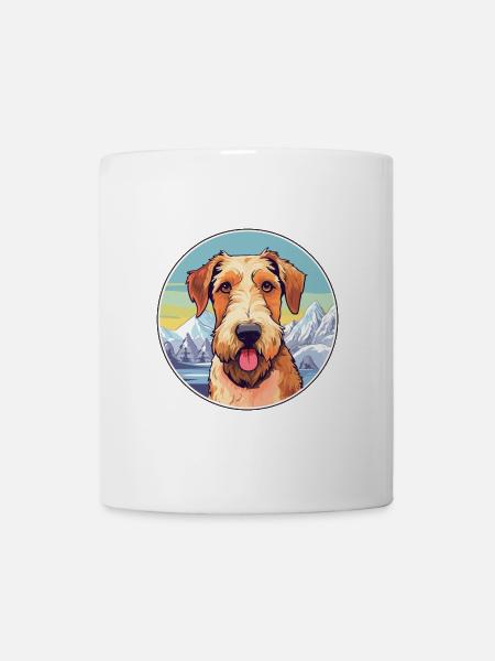 Airedale Terrier Hunderasse Karikatur Kawaii Watercol - Tasse - Weiß