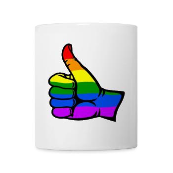 Regenbogenfarbe Flagge Hand alles klar Symbol - Tasse - Weiß - Vorne