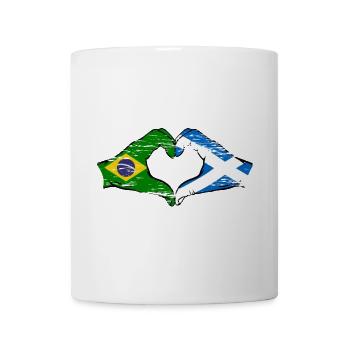 Brésil Ecosse drapeau mains forme de coeur utilisé - Mug blanc - blanc - Devant