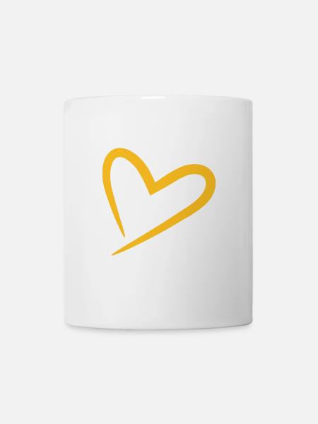 Herz modern in gelb - Tasse - Weiß