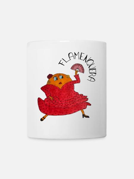 Flamenquera – tanzende Orange im Flamenco-Kleid - Tasse - Weiß