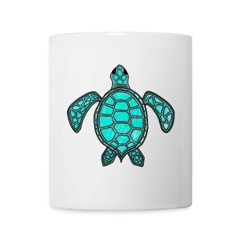 Grüne Schildkröte - türkis - Tasse - Weiß - Vorne