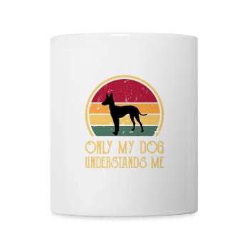 Cirneco Dell Etna Hund Liebe Silhouette Retro Sonnenuntergang - Tasse - Weiß - Vorne