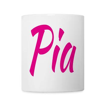 Pia Neon Script auf Schwarz - Tasse - Weiß - Vorne
