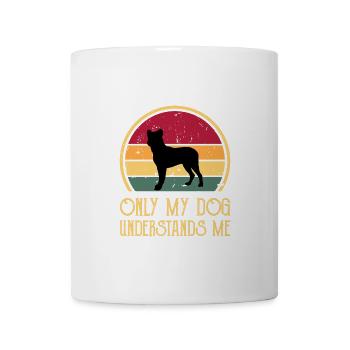 Cao Fila De Seo Miguel Hund Silhouette Retro Sonnenuntergang - Tasse - Weiß - Vorne