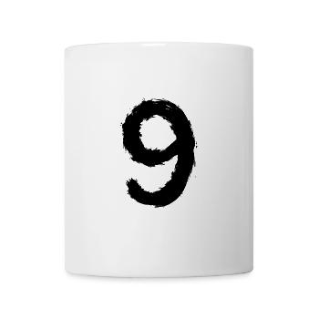 Zahl 9 Nummer Bürste Schwarz - Tasse - Weiß - Vorne