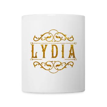 Lydia Gold Monogramm Ornament - Tasse - Weiß - Vorne