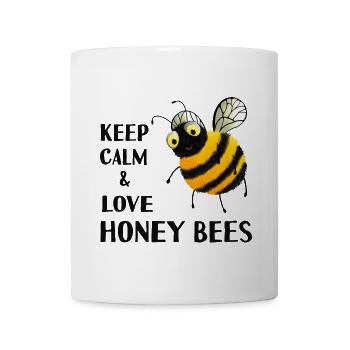 Keep calm and love Honey Bees - Bienen Motiv - Tasse - Weiß - Vorne