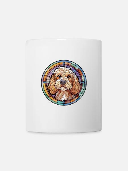 Cockapoo Hunderasse Buntes Glas Buntes Wassercol - Tasse - Weiß