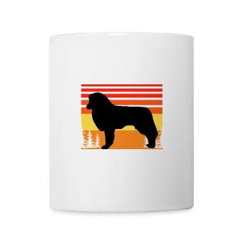 Englischer Schäferhund Hund Liebhaber Silhouette Retro Sonnenuntergang - Tasse - Weiß - Vorne