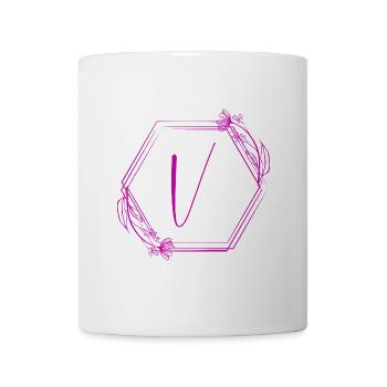 V Blüten Hexagon Design - Tasse - Weiß - Vorne