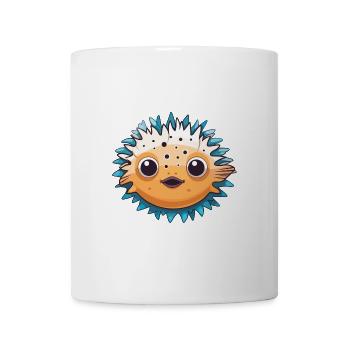 Stachelschwein-Kugelfisch-Karikatur-Kawaii-Illustration - Tasse - Weiß - Vorne