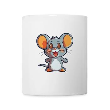 Maus-Cartoon-Kawaii-Aquarell-Illustration - Tasse - Weiß - Vorne