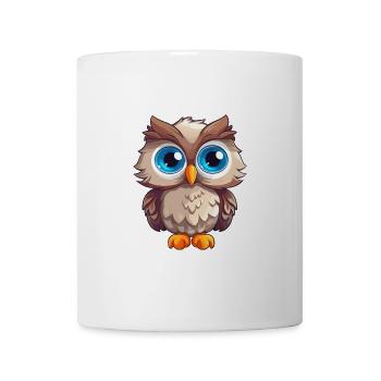 Eule süßes glückliches Kawaii Cartoon Clipart Tier - Tasse - Weiß - Vorne