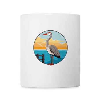 Kranich Aquarell Cartoon Kawaii Clipart Tier - Tasse - Weiß - Vorne