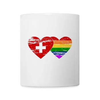 Schweiz Regenbogen Flagge used - Tasse - Weiß - Vorne