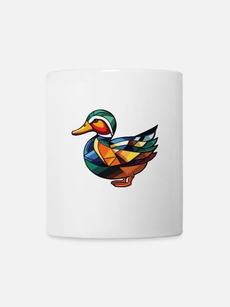 Mandarinenten-bunte Aquarell-Tierkarikatur - Tasse - Weiß