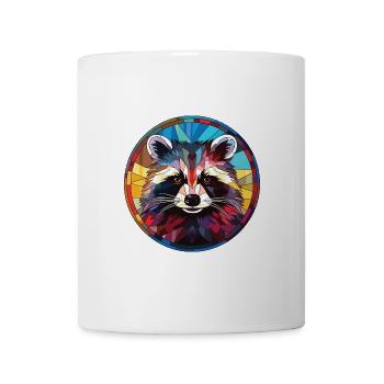 Waschbär bunte Aquarell Tier Illustration - Tasse - Weiß - Vorne