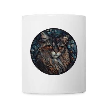 Sibirische Katzenrasse Aquarell Glasmalerei - Tasse - Weiß - Vorne