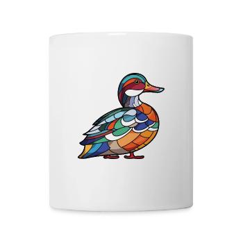 Mandarinente Bunte Aquarell-Tier-Karikatur - Tasse - Weiß - Vorne