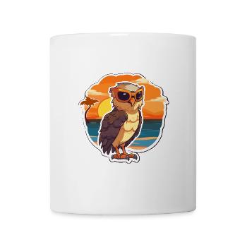 Hawk Lustige Karikatur Kawaii Strand Illustration - Tasse - Weiß - Vorne