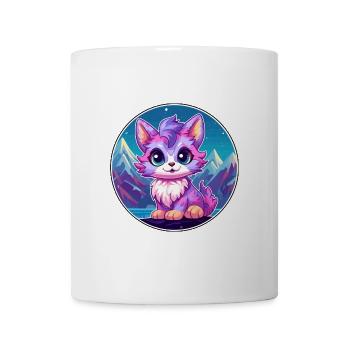 Pixie Cat Bunte Karikatur Aquarell Illustration - Tasse - Weiß - Vorne